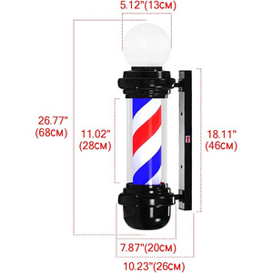 Outdoor wall-mounted rotating barber pole salon door <b>sign</b> hair salon <b>sign</b> outdoor barber pole Custom UK\US\AU\EU plug 110-240V - Product Image 6
