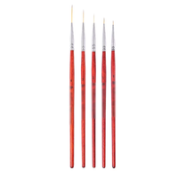 Vente chaude 6 9 12 18 24 Wood Pro Fabricant Personnalisé Long Cheveux Synthétiques Fins Rouge En Bois Nail Art Brosses Liner En Vrac