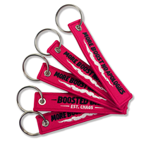 Porte-clés personnalisé avec lettres, étiquette de moto, logo double face, porte-clés tissé brodé