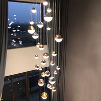 Lampe suspendue LED personnalisée pour bureau à domicile, grande boule colorée, luminaire suspendu, plafonnier décoratif pour haut plafond, or + noir, lumière chaude
