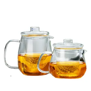 Cao Borosilicate chim cánh cụt hình chịu Nhiệt Thủy Tinh ấm trà với với bộ lọc nắp 500 650ml Glass cup Tea Mug cho uống