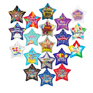 Feliz cumpleaños globos de estrellas Corazón y estrella en forma de globo de aluminio estrella helio para globos de fiesta proveedor personalizable
