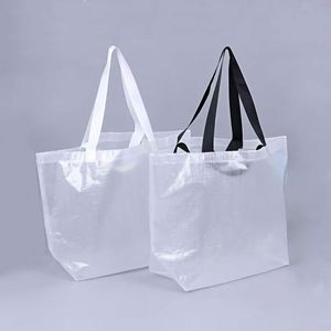 Eco-friendly Recycled <b>Transparent</b> PP Woven Tote <b>Bag</b> with Letter Pattern PP Webbing Handles - Product Image 1