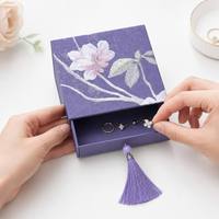 Boîte à bijoux rectangulaire rigide personnalisée avec fermeture éclair, finition mate, en papier d'art, pour emballage cadeau