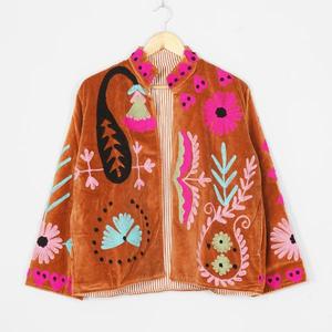 Custom <b>Women</b> Velvet Suzani Jacket Handcrafted Embroidered Bohemian Ethnic Luxury Vintage Floral Fashion <b>Coat</b> Wholesale - Product Image 1