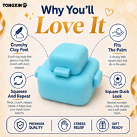 Jouet anti-stress en argile souple carré en forme de canard TONGXIN, jouet moelleux carré coloré, jouet moelleux craquant viral, lot de squishies pour fête