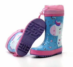 Bottes de <span class=keywords><strong>pluie</strong></span> en caoutchouc YL201 pour enfants, antidérapantes et résistantes à l'eau, bleues, mi-mollet, pour l'extérieur, vente en gros - Product Image 6