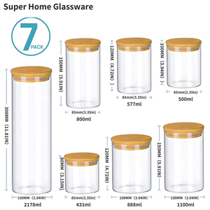 7Pcs Kín Glass Canister Set Nắp Tre Nhãn Bàn Chải Borosilicate Cho Mì Ống Ngũ Cốc Bột Nhà Bếp Thủy Tinh Thực Phẩm Lưu Trữ Lọ - Product Image 2