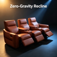 Fauteuil double électrique moderne haut de gamme en cuir véritable pour home cinéma, fonctionnel pour salons et halls, en métal et bois