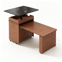 Table basse relevable de style mid-century, armoire latérale mobile convertible et extensible, mini table d'appoint multifonctionnelle à roulettes