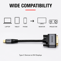 Câble USB Type-C vers DVI 2K60Hz 0,5-10M, adaptateur USB Type-C vers DVI-D, coque en aluminium, tressé en coton