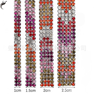 Tira de diamantes de imitación de tres filas de colores mixtos, 5 mm, redonda y facetada, accesorio de joyería DIY para decoración de ropa, zapatos y bolsos. - Product Image 3