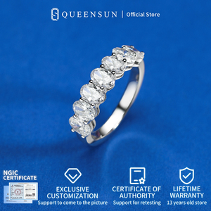 Queensun Phụ Nữ 14K 18K Vàng Hình Bầu Dục Chim Bồ Câu Trứng Phòng Thí Nghiệm-Grown Kim Cương Nhẫn Bất Đáo Stackunique Kim Cương Nhẫn Cho Phụ Nữ - Product Image 4