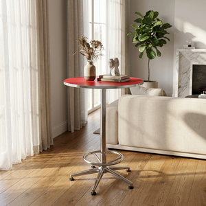 Mesa de Bar Giratoria Moderna <span class=keywords><strong>con</strong></span> <span class=keywords><strong>Ruedas</strong></span>, Estructura de Acero Móvil, Mesa Redonda de Pub, Mesa Alta Portátil para Bistro, Resistente para Uso en Hoteles - Product Image 3