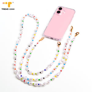 2026 핫 모바일 폰 랜야드 크로스바디 휴대폰 체인 진주 컬러풀 걸스 핸드비드 모바일 폰 케이스 세트 유니버설 체인 - Product Image 2