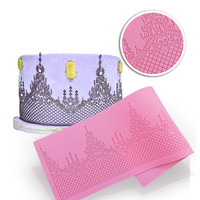 Neuankömmling Crown Castle Fondant Silikon Abdruck matte Form Fondant Spitzen matte Kuchen Dekoration Back zubehör