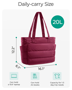 Lightweight Puffy Shopping <b>Bag</b> with Compartments Shoulder Tote <b>Bag</b> Handbag for Travel <b>Work</b> Gym - Product Image 5