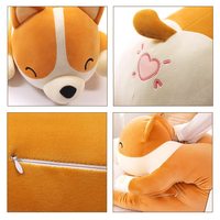 Guling tubuh panjang besar 100cm katun PP isi anjing kuning lembut mainan mewah besar bantal Corgi lucu untuk ulang tahun