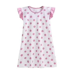 GOTS Cotton Kids Girls Sleepwear Dress Customized Printing Homewear Dress Short Sleeve Summer Sleepwear Dress - Product Image 5