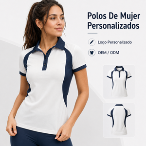 Polos pour femmes personnalisés, coupe ajustée, color block, chemise de performance avec logo personnalisé, respirante, uniforme d'équipe, fournisseur OEM ODM - Product Image 1