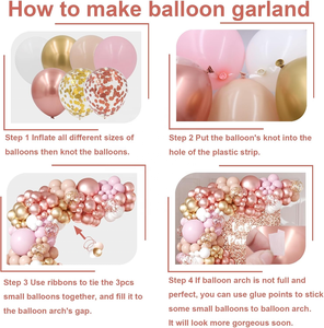 Décoration <span class=keywords><strong>de</strong></span> fête d'anniversaire Pafu, 141 pièces, ballons rose pastel et or chromé <span class=keywords><strong>de</strong></span> différentes tailles avec ballons à confettis, kit <span class=keywords><strong>de</strong></span> guirlande d'arche <span class=keywords><strong>de</strong></span> ballons - Product Image 3
