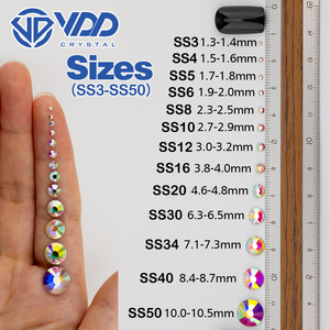 VDD 055 Cristal <span class=keywords><strong>AB</strong></span> SS16-SS50, Piedras de Cristal Planas de Alta Calidad 2088, <span class=keywords><strong>8</strong></span> Grandes y <span class=keywords><strong>8</strong></span> Pequeñas, para Decoración de Uñas DIY - Product Image 6
