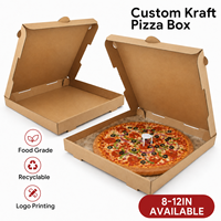 Boîte à pizza en kraft brun recyclable de qualité alimentaire, résistante à l'huile, jetable, avec taille personnalisée pour les traiteurs