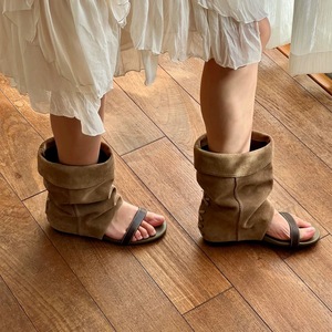 2026 Niche Bottes-sandales pour femme, rehaussantes invisibles, à bout ouvert et rond, à bride unique, style bottes de cowboy souples - Product Image 4