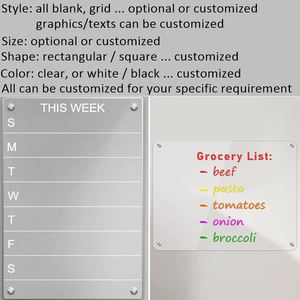 กระดานอะคริลิกใส พื้นผิวเรียบ กระดานแม่เหล็กแบบลบได้ กระดานกำหนดการ กระดานข้อความ กระดานเขียนอะคริลิกสำหรับห้องครัว - Product Image 3