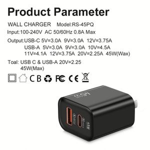 อะแดปเตอร์ชาร์จเร็วแบบ Type C 45W รุ่นขายดีที่สุด พร้อมพอร์ตชาร์จ USB-C และ A+C สำหรับ iPhone และ Huawei - Product Image 3