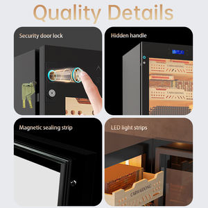 Luxury Constant Temperature Humidity Cigar <b>Cabinet</b> Cedar Wood Humidors Electric Stainless Steel App-Controlled 163L Capacity - Product Image 6