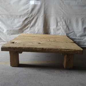Chinese Vintage <strong>Rustic</strong> Natural Weathered Reclaimed Wood Thick Top Square Solid Wood <strong>Coffee</strong> <strong>Table</strong> - Product Image 1