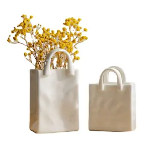 Modern home decoration dried flower flower arrangement tote bag ceramic vase