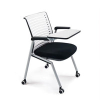 Chaise de réunion moderne fabricant ordinateur portable écrire utiliser chaise de bureau de formation avec bloc-notes en plastique
