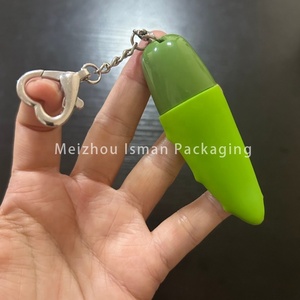 ISMAN Tubo Exprimible Vacío de 8g con Forma Única de Aloe Vera, Envase para Bálsamo <span class=keywords><strong>Labial</strong></span> con Hoja Verde para Niños, con Llavero y Logotipo Personalizado - Product Image 5