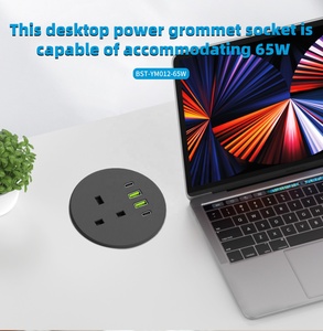 New 65W 80mm <strong>Round</strong> Grommet Office Furniture <strong>UK</strong> Desk Power <strong>Socket</strong> with 2 USBA +2USB-C /Office <strong>Round</strong> USB <strong>UK</strong> Desk Power <strong>Socket</strong> - Product Image 3