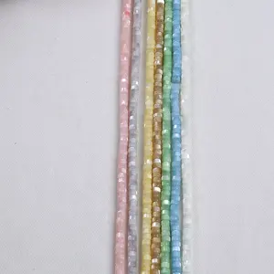 Fashion 3*5mm mother of pearl shell disc spacer beads middle hole strand for jewelry wholesale