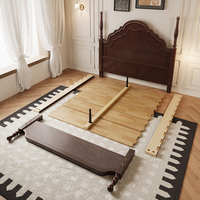 Vente directe usine : Lit double de luxe en bois avec cadre colonne romaine, personnalisable et rembourré, pour chambre principale, mariage, adulte, format Cal King