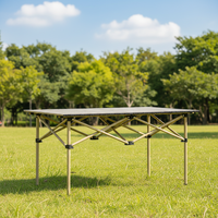 Table de camping rectangulaire pliable en acier au carbone, légère et portable, table de pique-nique, vente en gros, couleur personnalisée, mobilier d'extérieur