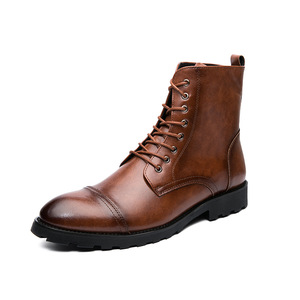 Bottes montantes classiques pour hommes en PU avec design brogue, taille 47-48, thermiques, en EVA, à lacets, antidérapantes, pour l'hiver, l'automne et l'été - Product Image 1