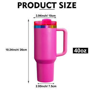 4/8/20 adet 40 oz toz kaplı çift duvar vakum yalıtımlı paslanmaz çelik gökkuşağı kaplama Tumbler kupası kupa için lazer gravür - Product Image 3