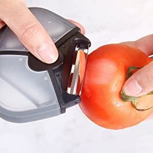 Pelador Multifuncional de Acero Inoxidable de 3 Cuchillas para Frutas y Verduras, Pelador Mágico Trio para Tomate y Patata - Product Image 6