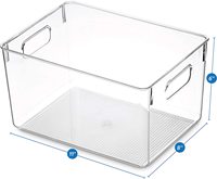 Bacs empilables et transparents de rangement de garde-manger pour réfrigérateur panier de rangement des aliments en plastique de ménage avec poignées découpées boîte en acrylique