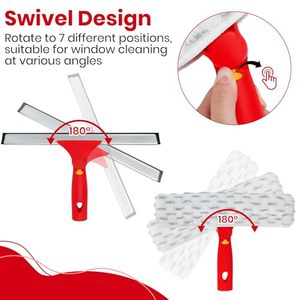 Window <strong>Cleaning</strong> <strong>Kit</strong> Rotatable Long Handle Scraper Microfiber Scrubber for Car Shower Indoor Outdoor <strong>Glass</strong> Pole - Product Image 3