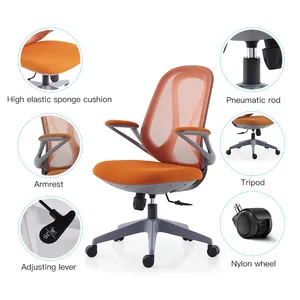 Medium Back Moulded Parts Swivel Mesh Office Chair with Armrests