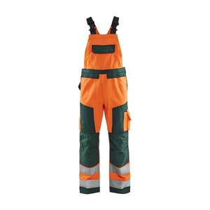 BLAKLADER - 266018115349D112 Pantalones con pechera de alta visibilidad Naranja/Verde-EAN 7330509805046 ROPA DE TRABAJO DE LA HI-VIS - Product Image 1