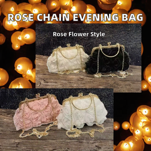 Bolso de cadena de moda, versátil, elegante, con diseño de flor de rosa, bolso de mano popular entre las celebridades de internet, bolso de noche para mujer, de poliéster. - Product Image 2