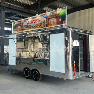 Chariot de restauration rapide mobile en acier inoxydable pour burgers, tacos et frites, avec équipement - Product Image 1