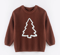 Suéter de Punto Cálido para Niñas, 100% Algodón, Bordado Personalizado con Nombre, Manga Larga, Otoño Invierno Navidad