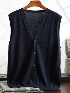 Chaleco de punto sin mangas para <span class=keywords><strong>hombre</strong></span>, estilo empresarial, cuello en V, imitación de lana, estilo minimalista, primavera - Product Image 4